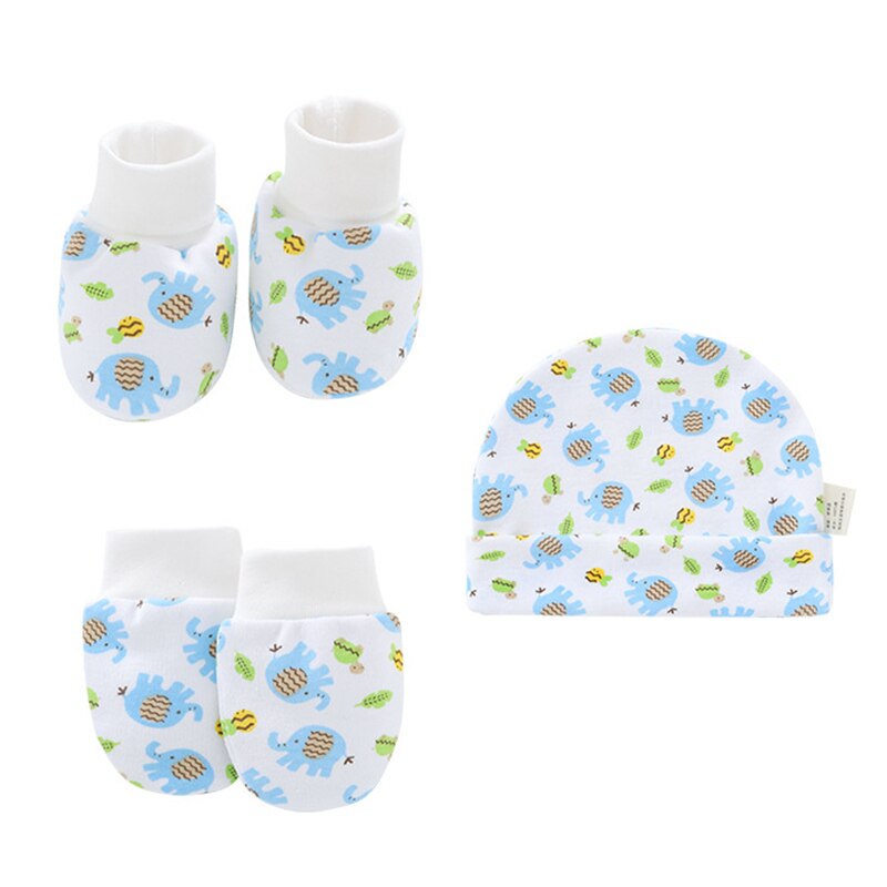 unisex 100% Baumwolle Baby Kappe, Bootie, und Baby Fäustlinge-Baby wesentliche für Neugeborenen-Baby Mädchen Zeug-Baby Junge Zubehör-B: Blau