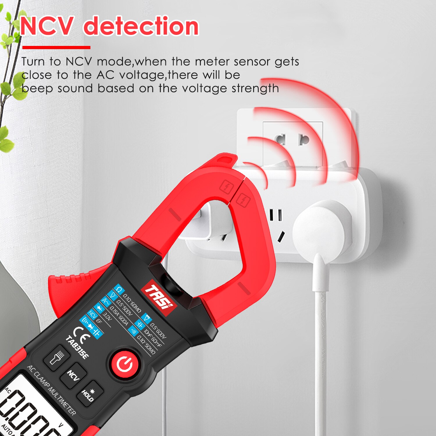 TASI TA8315A Digital Clamp Meter Multimeter Tester True RMS Multimeter Tester OHM NCV DC/AC Voltage Meter