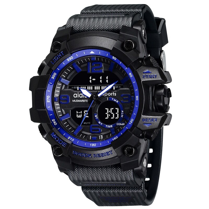 Addies herenhorloges g-stijl heren sporthorloge lichtgevende horloges heren sporthorloge heren waterdicht 30 meter waterbestendig: Blauw