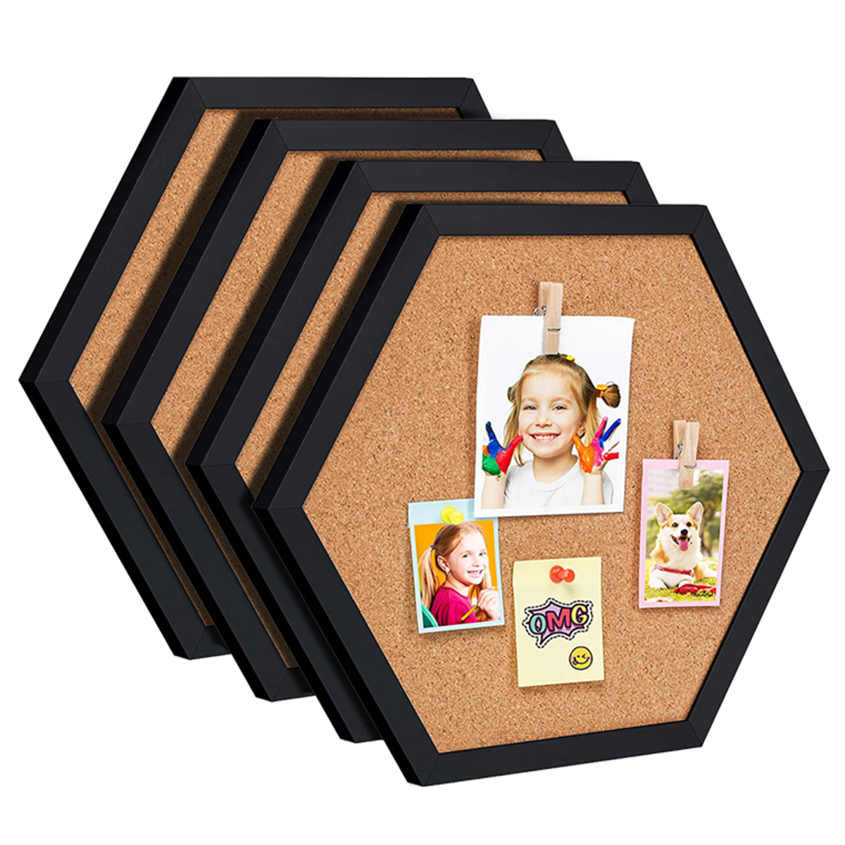 Neue Stil Gleichseitiges Hexagon Kork Bord innovativ Nachricht Bord Stift Bretter Holz Rahmen Dekorative Postkarte Zauberstab Bekanntmachung Gremium: Blau