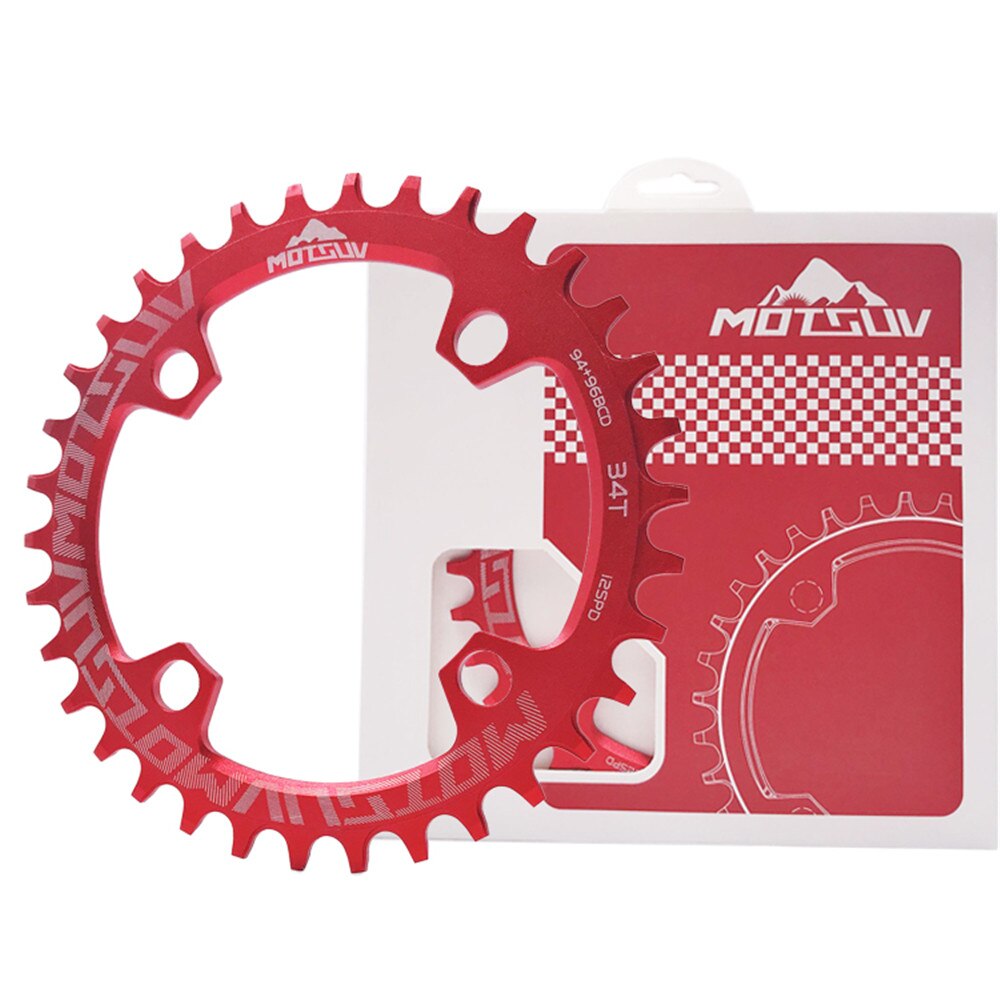 MOTSUV redondo 94 + 96mm 94BCD/96BCD 32/34/36/38T plato de bicicleta de montaña MTB para ALIVIO M4000 M4050 NX GX X1 piezas de manivela: Round 34T Red
