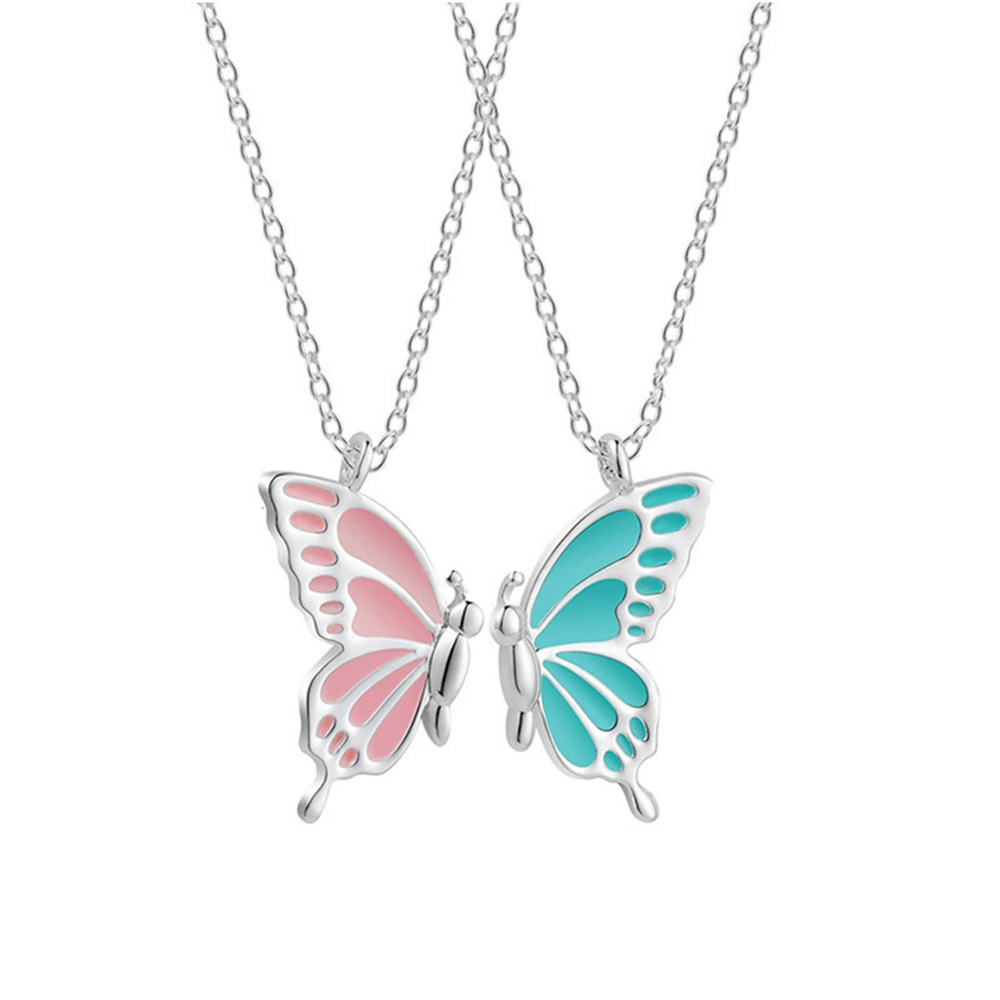 Süße Katze Herz Magnet Halsketten für Frauen Mädchen Kawaii Beste Freunde Neko Hündchen Ebene Anhänger Kette BFF Freundschaft Schmuck: Antikes Kupfer überzogen