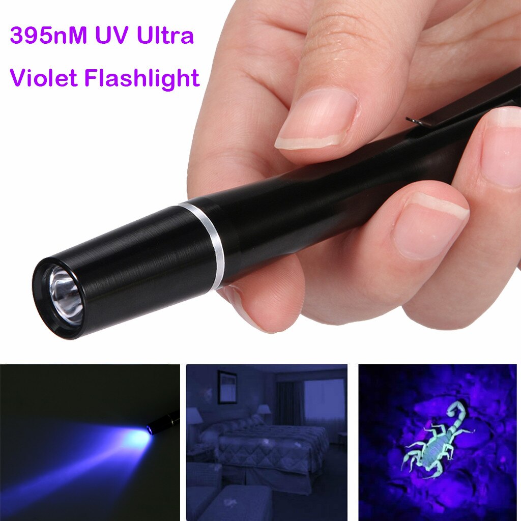 Flashlight Ultra Bright Torch Camping Light UV Ultra Violet LED Flashlight 395NM Pen Light LED Flashlight Purple Inspection