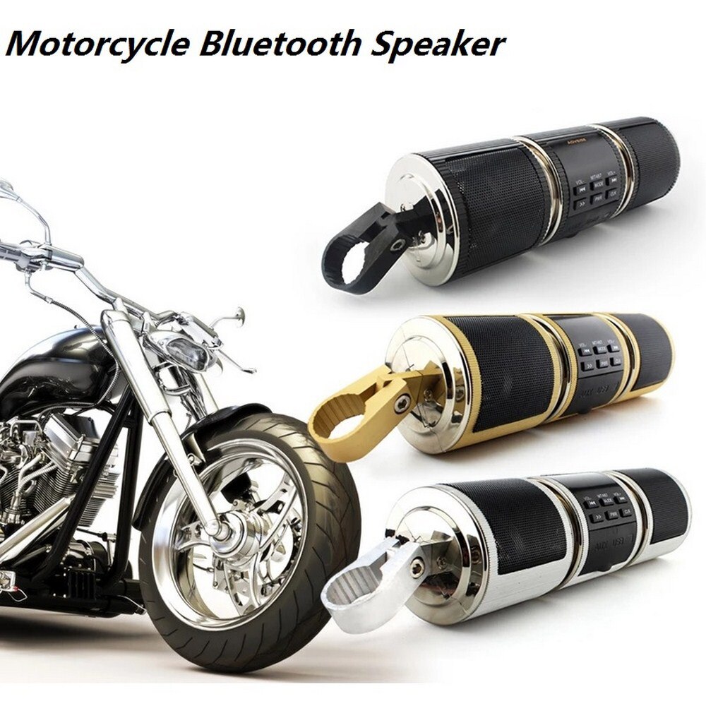 Reproductor de música con Bluetooth para motocicleta, altavoz estéreo MP3 de 12V para motocicleta, Radio FM, pantalla LED ajustable, resistente al agua, de