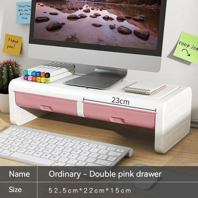 Monitor Houten Standaard Meerdere Stijlen 2 Laden Desktop Computer Ondersteuning Monitor Riser Houder Desktop Plank Slaapkamer Tafelplank: Black