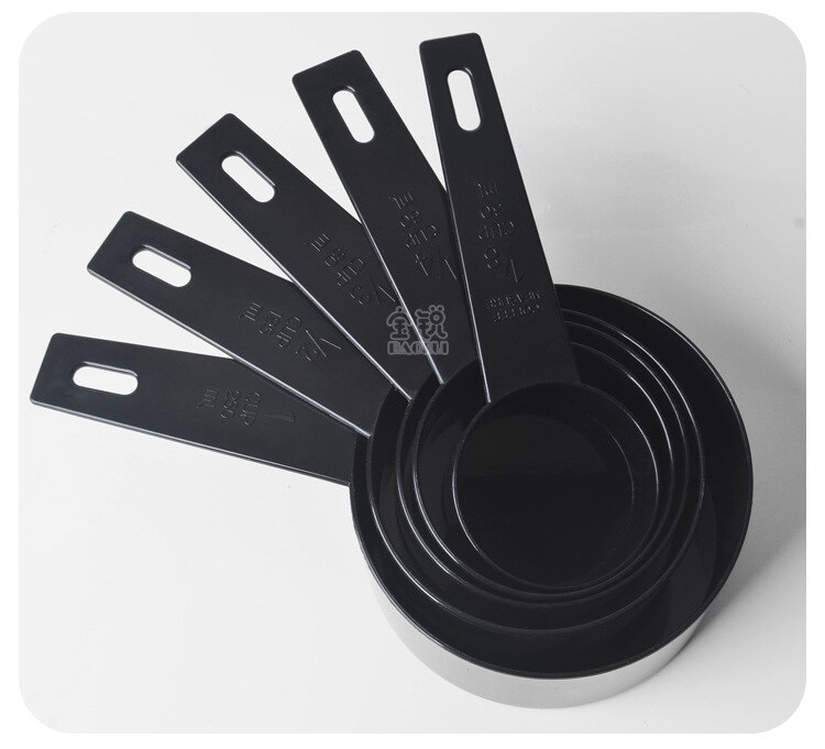 5/10 stk bagning af målekopper og skeer mad sort sort plast kit værktøj køkken tilbehør måleske skala zxh