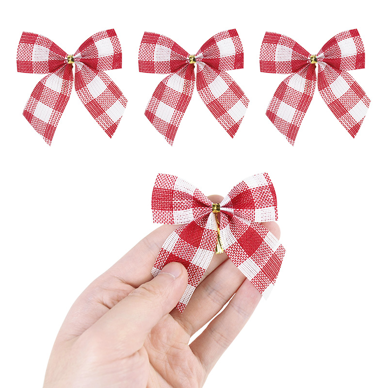 10/20Pcs Christmas Bows Tie Decoration Red Green Bow-knot Merry Christmas Tree Decor Pendant Year Navidad