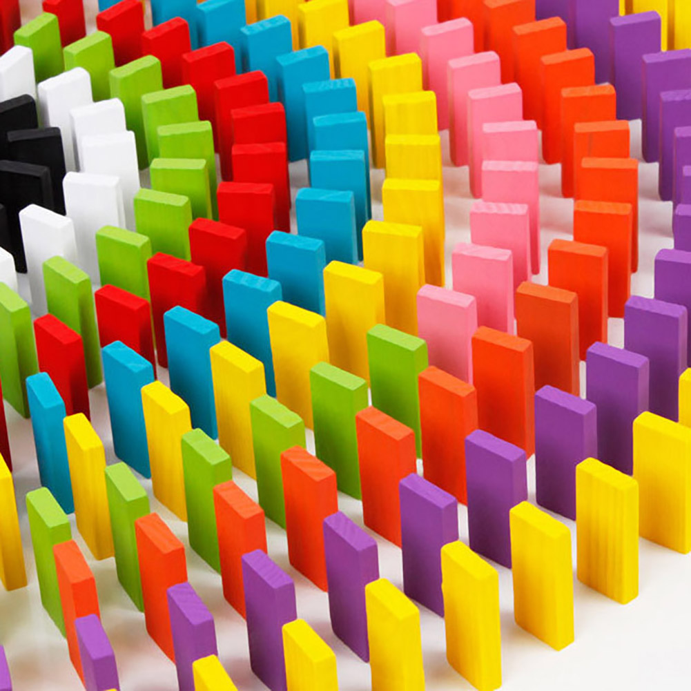 120pcs Children Color Sort Rainbow Wood Domino Blocks Kits Early Bright Dominoes Games Educational Toys For Kid