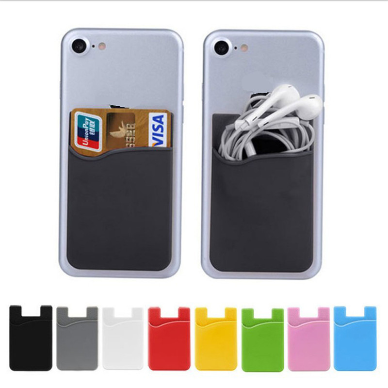 Women Men Cell Phone Card Holder sticker Bus Card Business Credit ID Card Holder Slim Case Pocket On Adhesive