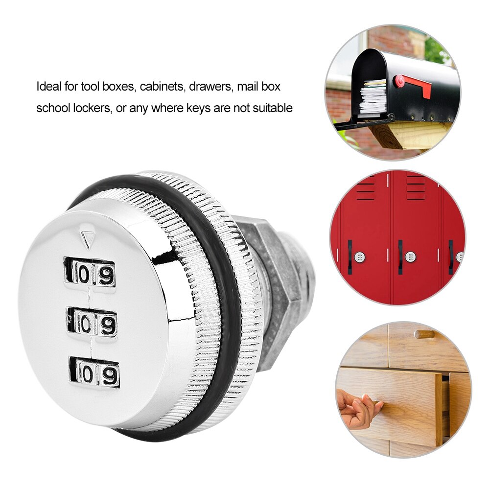 Zinc Alloy 3 Digit Code Combination Cam Coded Lock Password Cabinet Drawers Mechanical Lock