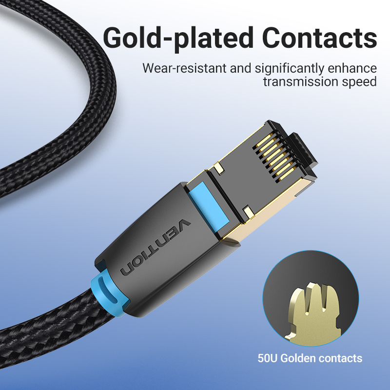 Ventie Cat8 Ethernet Kabel 40Gbps Gaming Hoge Snelheid 2000MHz Dubbel Schild Netwerken Katoenen Draad voor PC Modem router Laptop