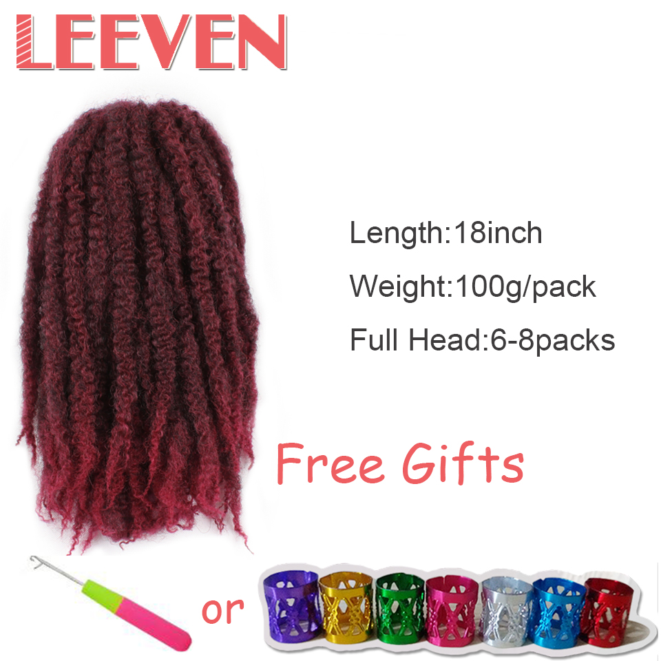 Leeven 18 ''5 unids/lote Afro trenzas Marley pelo trenzas de Crochet peinado pelo trenzado sintético extensión suave giro