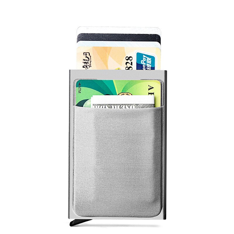 Tyveri-id kreditkortindehaver mænd, der blokerer rfid tegnebog sikkerhed aluminium metal bank visitkortindehaver pass minimalistisk tegnebog: Grå