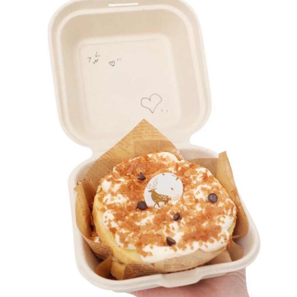 Food Containers Bagasse with Hinged Lid To Go Box Microwaveable