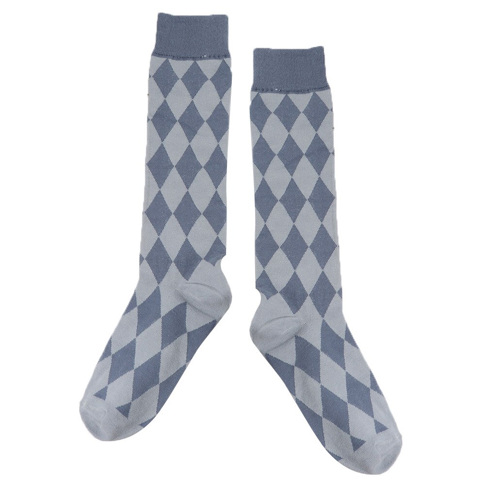 Girl JK Knee High Socks Stockings College Rhombus Plaid Knee Socks Women Keep Warm Female Sock Ladies Long Socks: A-blue