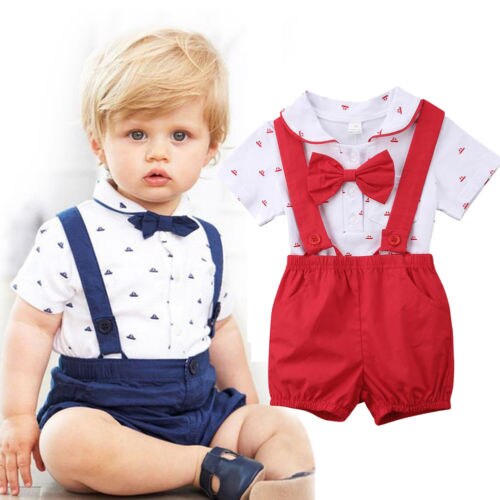 Nyfödda barn bebis pojke flicka herre soldräkt kläder småbarn bebis pojkar tryck fluga romper body+byxor overall kläder set
