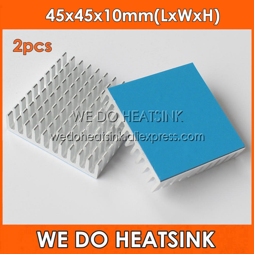 WE DO HEATSINK 2pcs DIY 45x45x10mm Heatsink Cooling Aluminum Heat Sink Radiator Cooler for LED With Blue Thermal Tape On: White