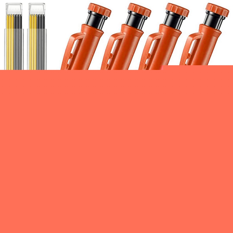 4 Pack Solid Timmerman Potlood Met 24 Refill Leads Diep Gat Vulpotlood Ingebouwde Puntenslijper Vloeren Marker Tool: Army Green