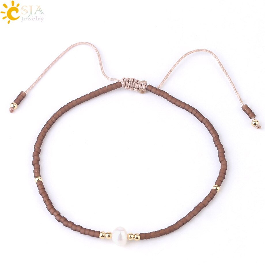 CSJA, Pulseras Miyuki de verano para Mujer, Pulseras para Mujer, , cuentas de perla Delica, joyería de mano, pulsera chapada en Color Metal S337: O