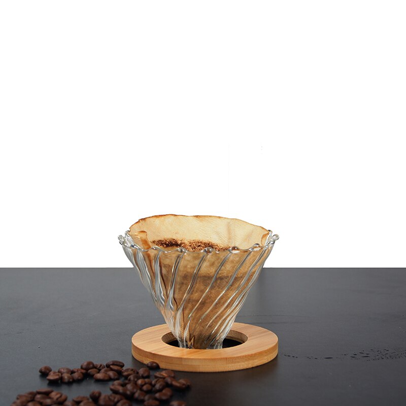 300ML/500ML/700ML supports en bois goutteur de café en verre et Pot ensemble style japonais V60 filtre à café en verre filtres à café réutilisables