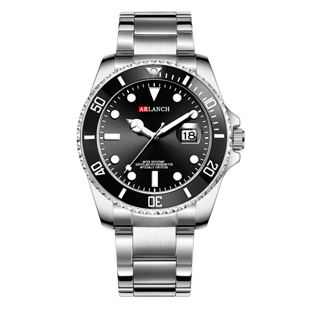 Arlanch Mannen Lichtgevende Grote Heren Wijzerplaat Horloges Quartz Horloge Voor Mannen Groene Man Klok Sport Horloge Mannen relogio Masculino: A
