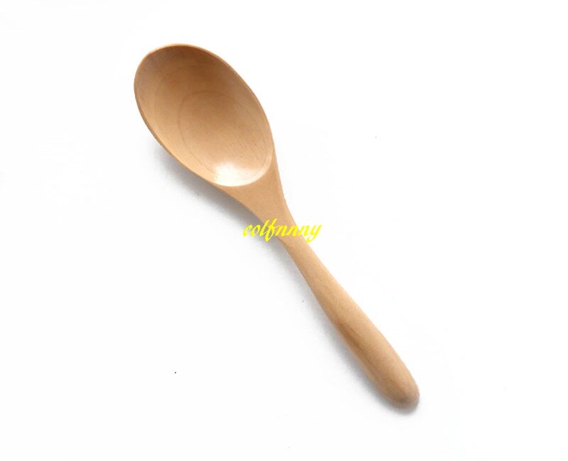 10 st/lot 17 x 3.5cm naturliga träskedar ovala teskedar träglass skopa kaffe mjölkpulver sked: Original träfärg
