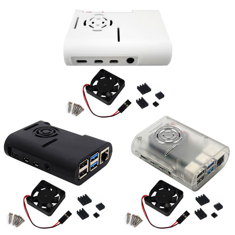 ABS Plastic Case Enclosure with Cooling Fan Heatsinks for Raspberry Pi 4 Model B