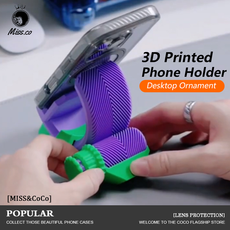Soporte para teléfono con engranaje impreso en 3D, soporte para teléfono con engranaje en espiga, adornos, soporte ajustable para teléfono de escritorio
