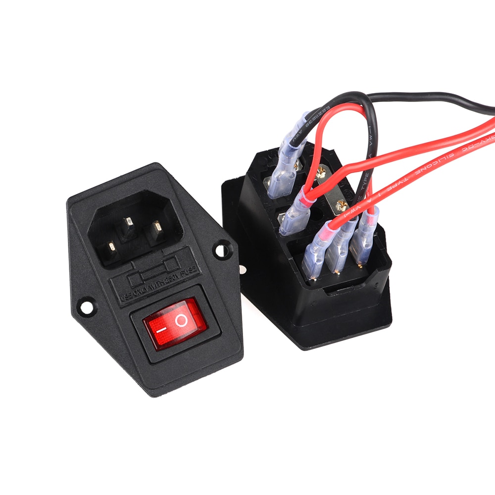 Power Rocker Switch IEC 3 Pin 320 C14 Inlaat Stopcontacten Switch Connector Plug 10A 250V AC 3D Printer schakelaar