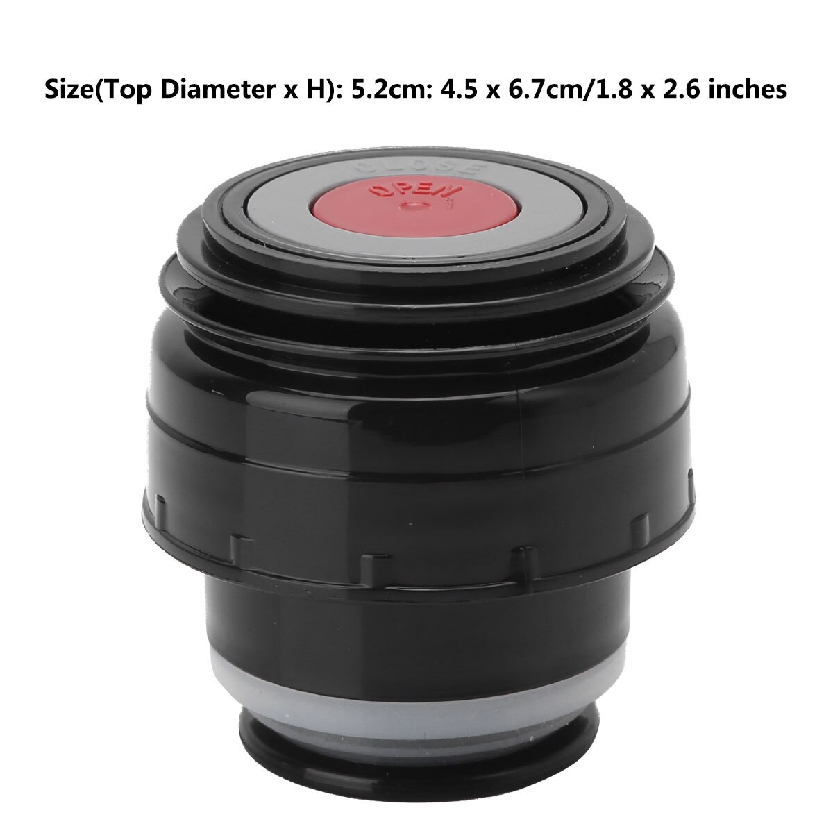3.5/4.5/5.2cm Vacuum Flask Lid Portable Universal Thermos Bottle Cover Outdoor Travel Bottles Cup Seal Stoppers Accessories: 5.2cm Black Red