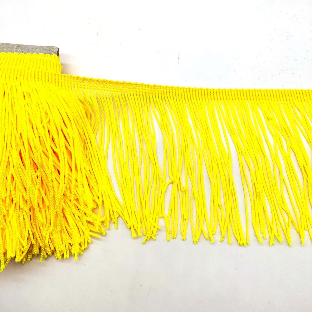 Beatiful-Cinta de encaje con ajuste de la franja de encaje, 10cm de ancho, ribete de franja de borlas para vestido latino, accesorios de vestuario DIY: Yellow