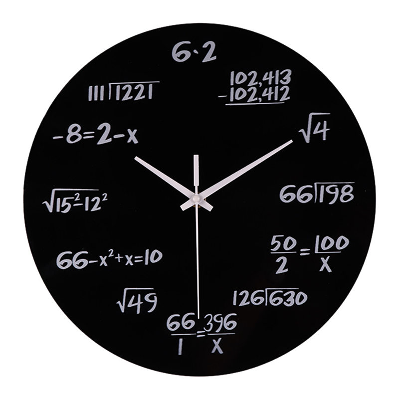 Home Wall Clock Silent Math Equations Polytechnic Digital Decoration Wall Clock Mechanical Clock Feb11: Black