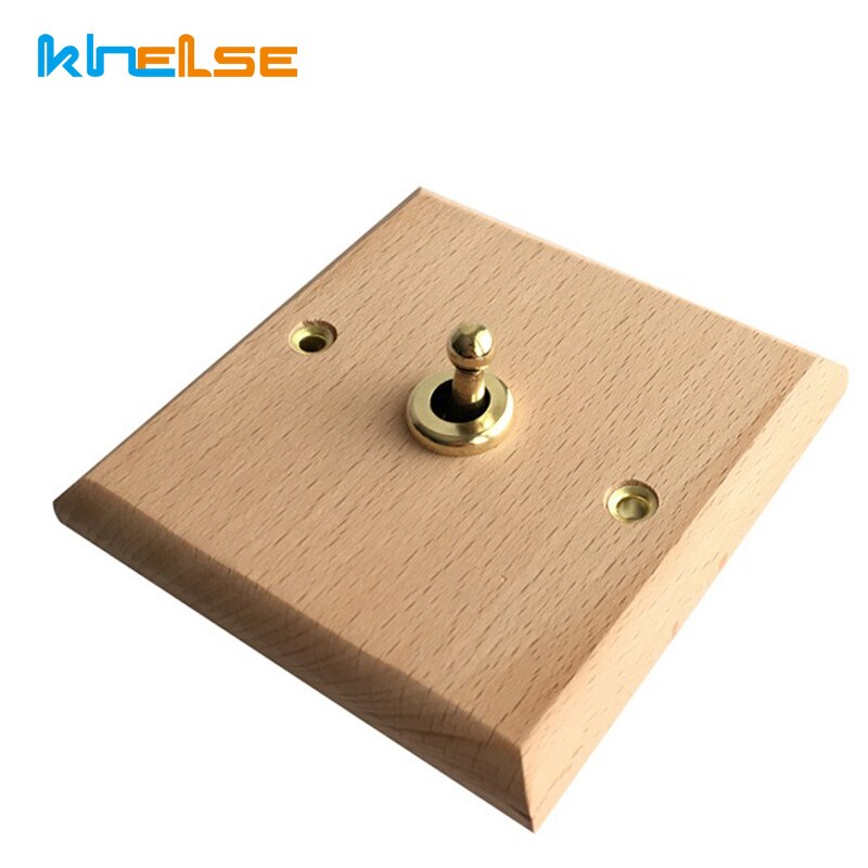 Wall Lights Switch Hand Made Retro Switch 10A 110V-250V Maple/Walnut Wood Panel Brass Lever 1 GANG/ 2 GANG Wall Switch