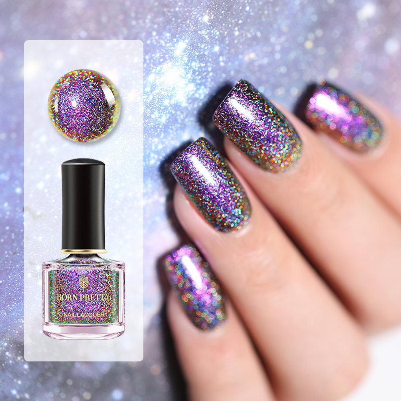 GEBOREN ZIEMLICH 6ml Pfau Holographische Nagellack nagel Wirkung Lange Anhaltende Nagellack glänzend funkeln Pailletten Nagel Kunst Mangel