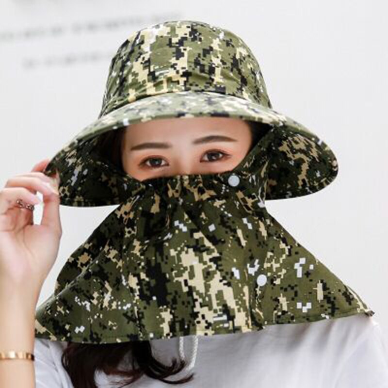 Kvinder sommer solhatte blomstercamouflage pakbar solskærmshat med store hoveder bred skygge strandhat uv beskyttelse kvinde kasket