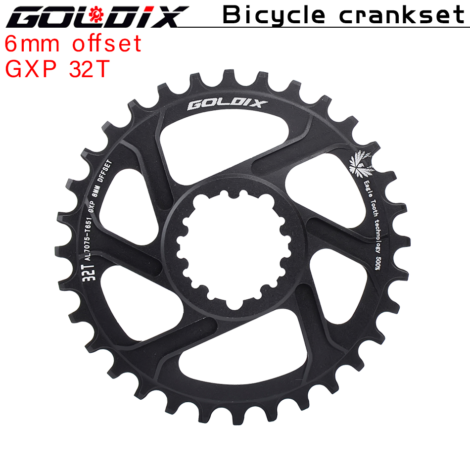 Mtb Fiets Kettingwiel Ultralicht Kettingwiel 0Mm 3Mm 6Mm Offset 30T 32T 34T 36T 38T Voor Sram 3 Bout Direct Mount: lichtgeel