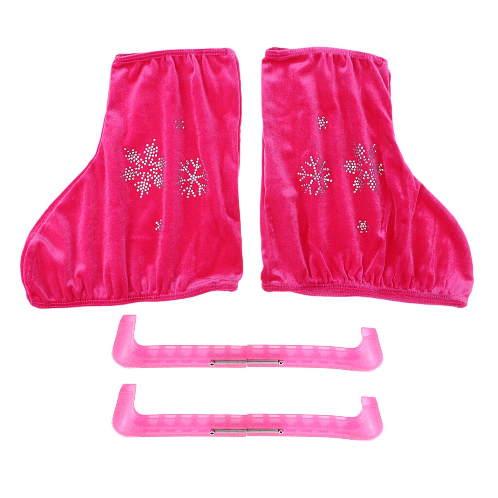 Ice Skates Guards Adjustable Blade Guard with Skating Boots Cover Overshoes Velvet Pink
