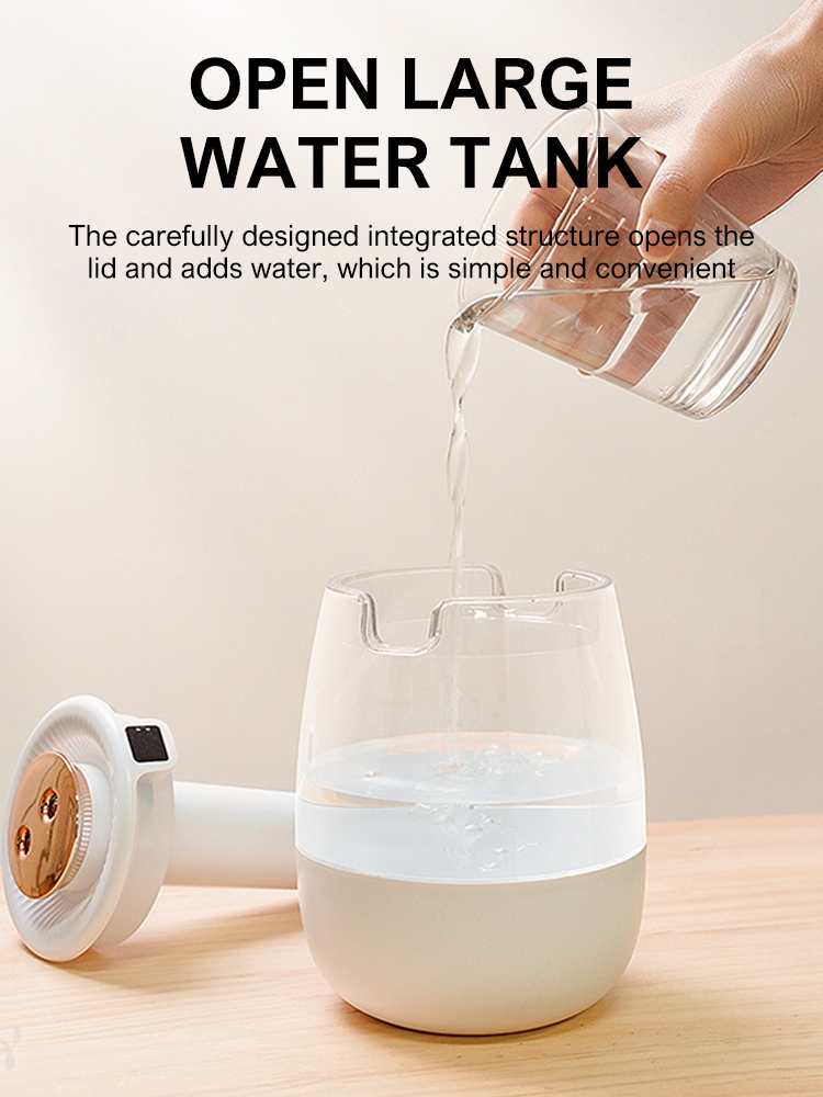 USB Humidifier Portable Dual Nozzle Cold Fog Bedroom Silent Humidifier Intelligent Digital Display Air Humidity 1.3L Water Tank