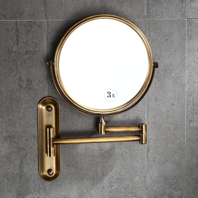 Espejo de maquillaje de Bronce Antiguo, accesorios de baño, lupa montada en la pared