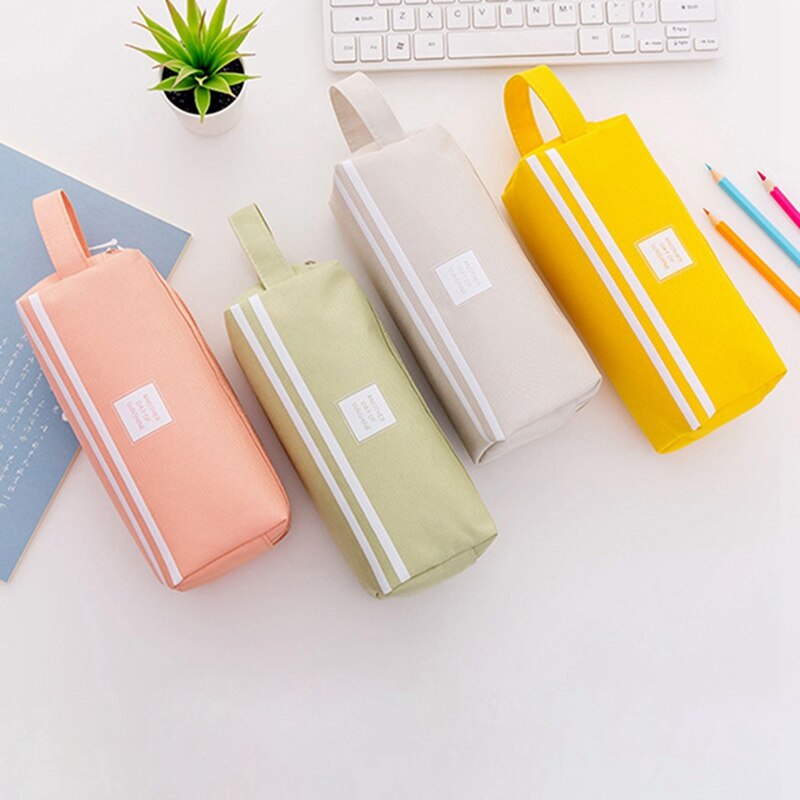 Estuches de lápices de gran capacidad de Color caramelo, bolsas con doble cremallera, caja de tela coreana para bolígrafo, estuche, material estacionario para escuela y oficina