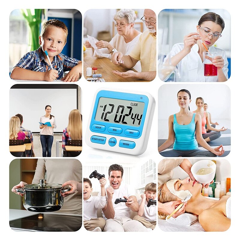 6 Stuks Digitale Timer Keuken Magnetische Timer Stopwatch Timer Met Grote Lcd Display Countdown Timer Voor Kids,Oven, etc