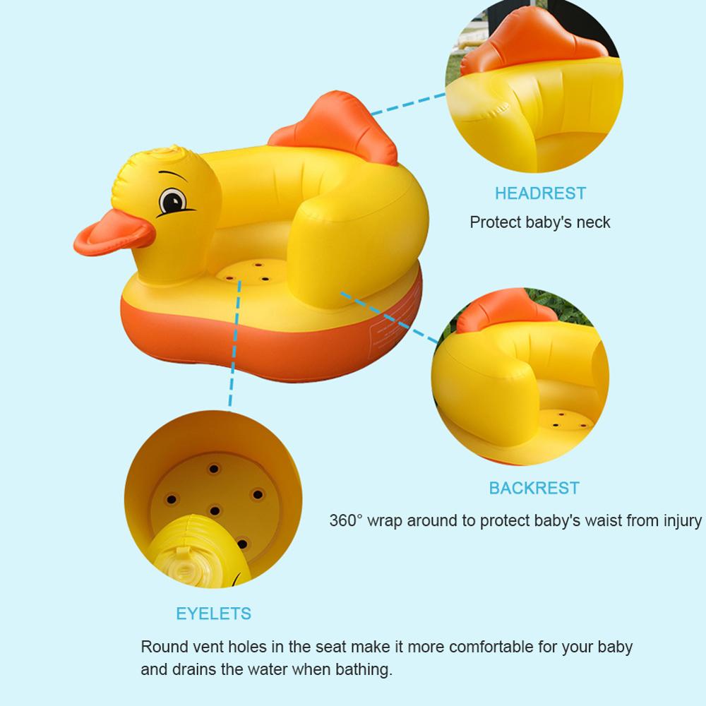 Inflatable Chair for Kids Toddlers Cute Yellow Duck Bathing Chair with Back bathing chair for babies,inflatable chair