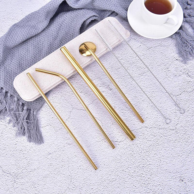 Stainless Steel Straws Rainbow Drinking Reusable Straws For Tumbler Straw