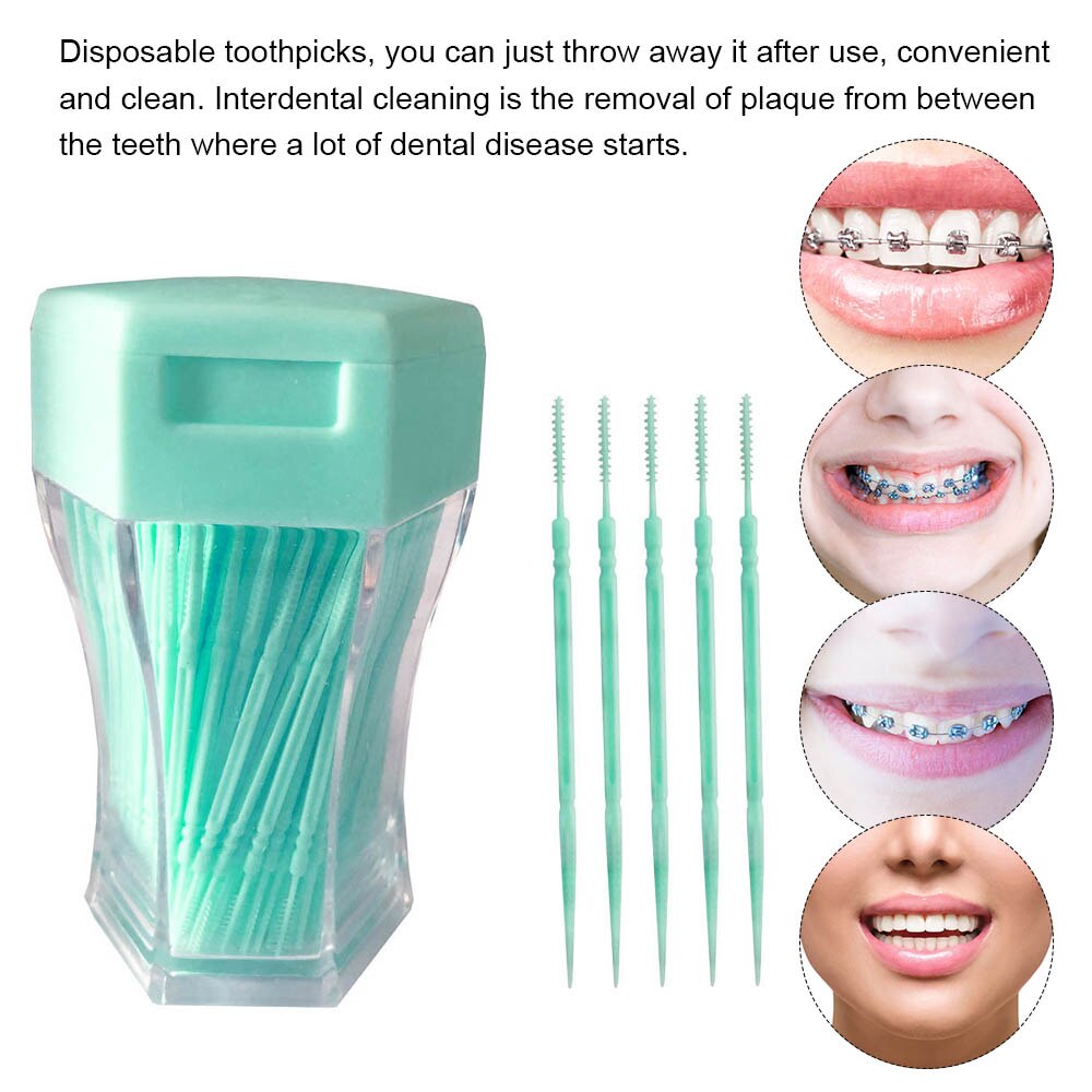 200 Stuks Tandenstoker Borstel Plastic Double-Ended Tandenstokers Tanden Schoonmaken Tool Oral Care Tooth Sticks