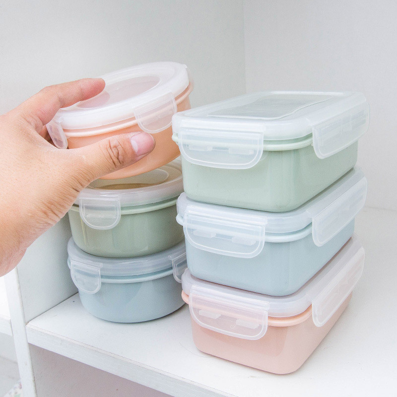 Newly Mini Home Round/Square Plastic Refrigerator Crisper Kitchen Food Storage Sealed Box Kitchen VA88