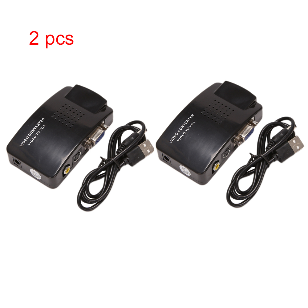 Av Naar Vga Adapter Rca Vga Converter Pc Rca Composiet S-Video Av Ingang Naar Pc Vga Lcd Output Converter Schakelkast: Bruin