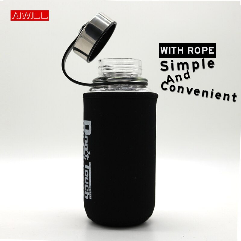 1000ml 700ml Large capacity water bottle with tea infuser Outdoor travel glass bottle with women and men