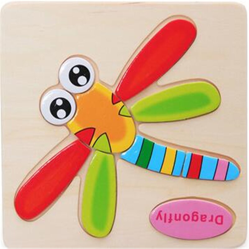 Color Cognition Board Montessori Educational Toys For Children Wooden Toy Jigsaw Kids Early Learning Color Match Game: Dragonfly Type 3