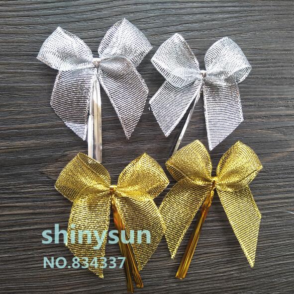 100pcs Multiple Colors Satin Ribbon Bowknot Sealing Wire Bakery Packing Birthday Party Bows For Wedding Decoration 6CM