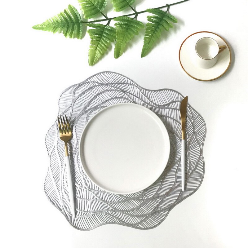 Napperon creux géométrique en PVC, couleur or , décoration de Table à manger